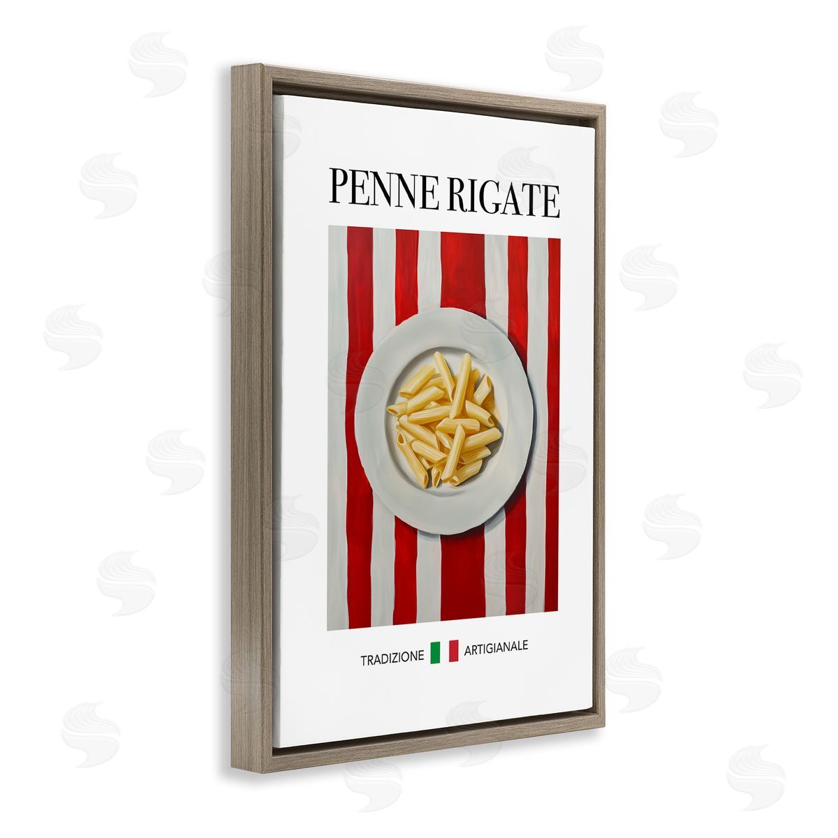 Traditional Penne Rigate Pasta Brown Floating Frame Canvas Wall Art, Home Decor by Andreas Magnusson