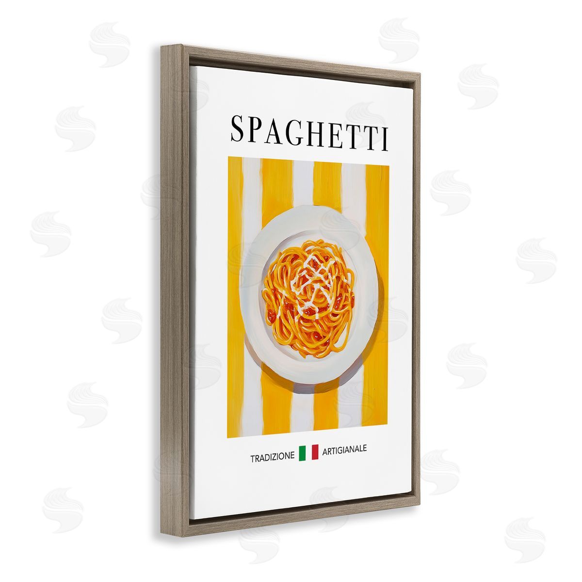 Traditional Spaghetti Pasta Brown Floating Frame Canvas Wall Art, Home Decor by Andreas Magnusson