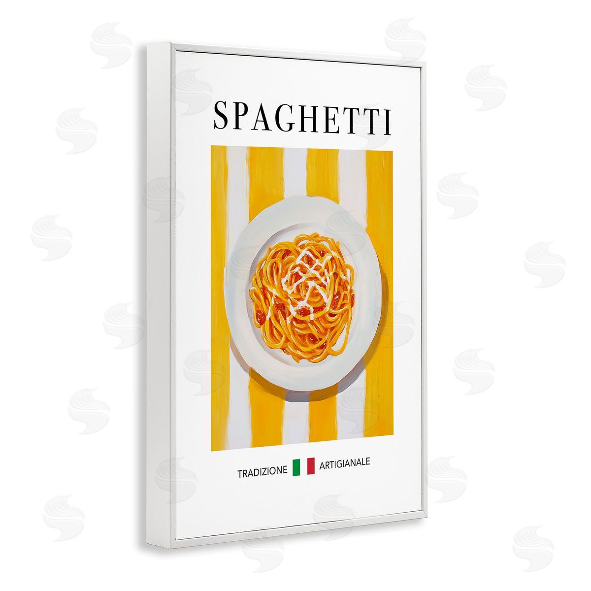 Traditional Spaghetti Pasta White Frame Print Wall Art, Home Decor by Andreas Magnusson