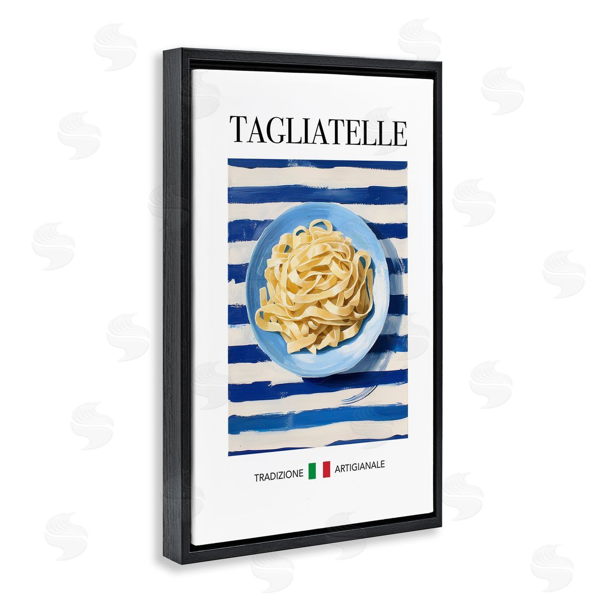 Traditional Tagliatelle Pasta Black Floating Frame Canvas Wall Art, Home Decor by Andreas Magnusson
