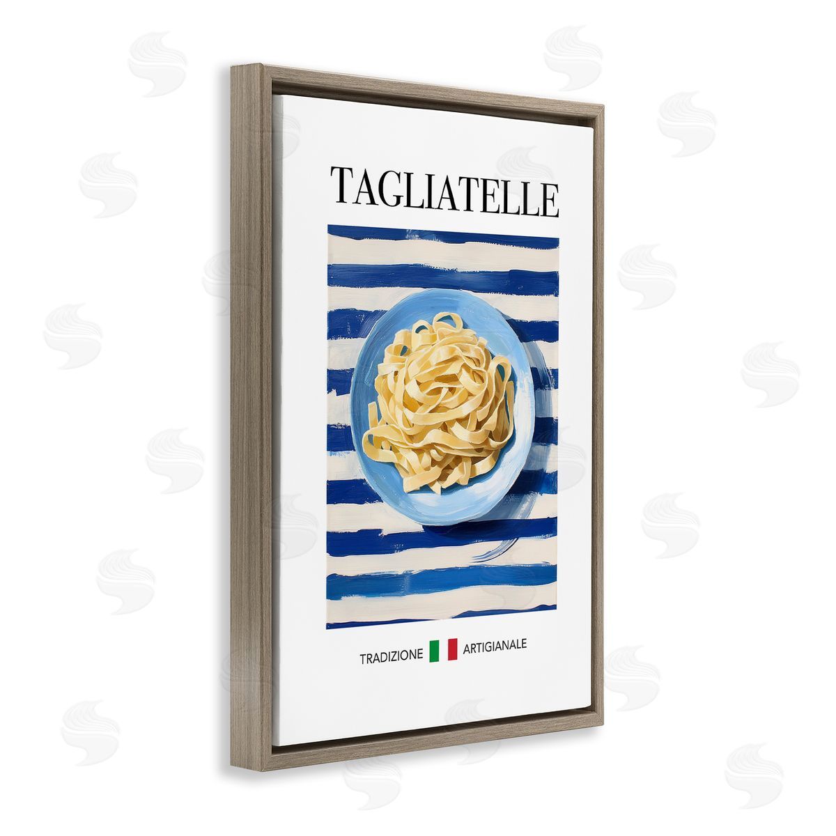 Traditional Tagliatelle Pasta Brown Floating Frame Canvas Wall Art, Home Decor by Andreas Magnusson