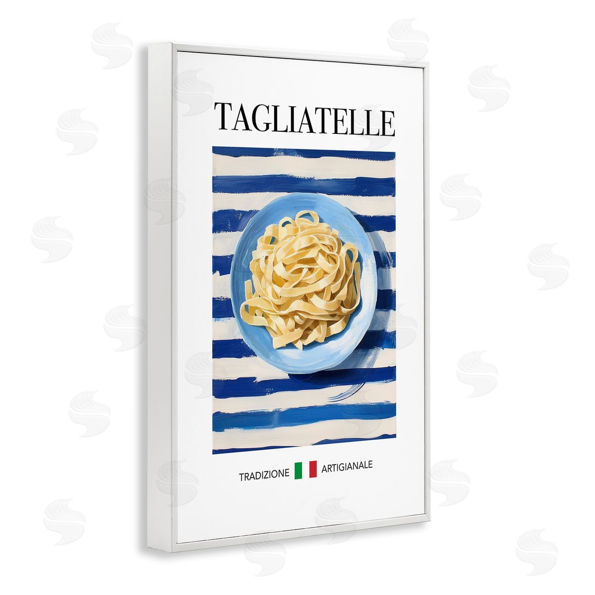 Traditional Tagliatelle Pasta White Frame Print Wall Art, Home Decor by Andreas Magnusson