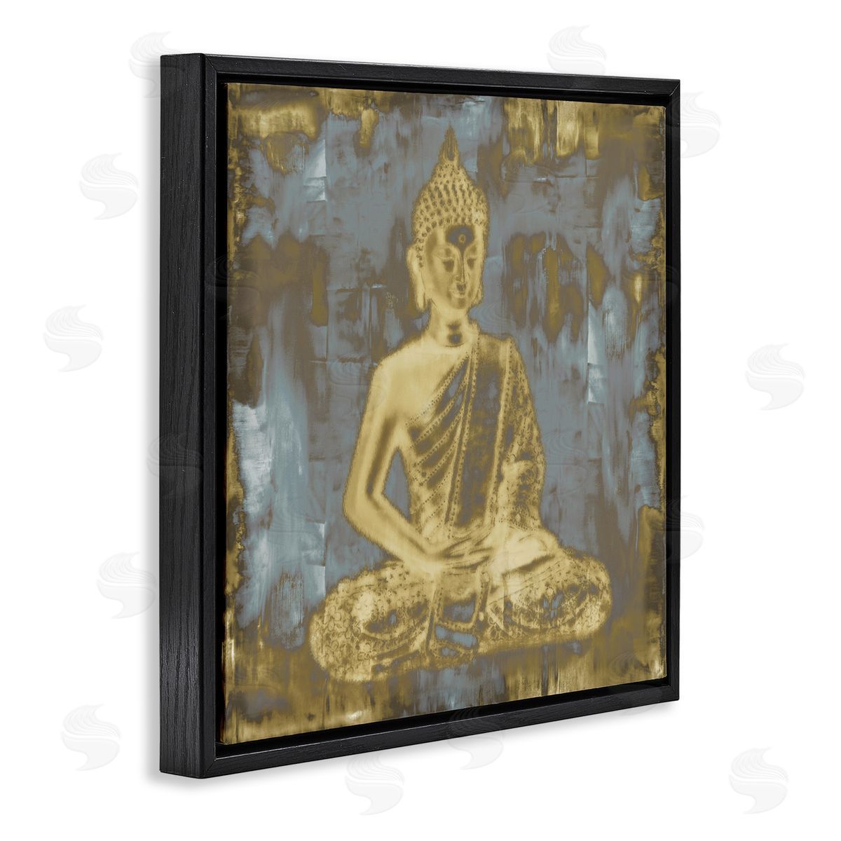Muted Earthy Buddha Abstract Black Floating Frame Canvas Wall Art, Home Decor by Tom Bray