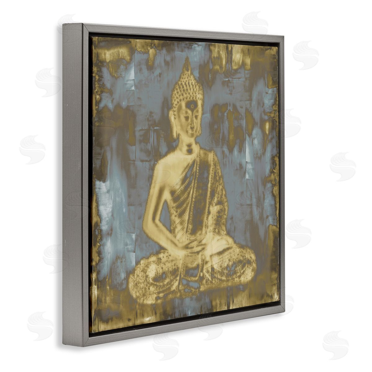 Muted Earthy Buddha Abstract Grey Floating Frame Canvas Wall Art, Home Decor by Tom Bray