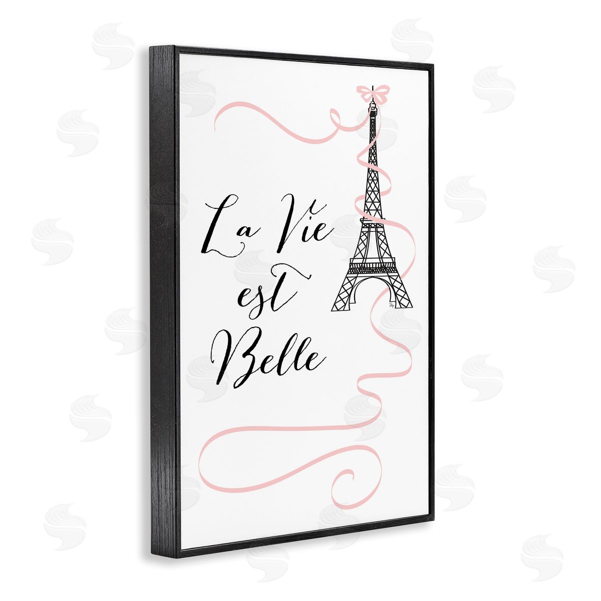 Life Is Beautiful French Phrase Black Frame Print Wall Art, Home Decor by Martina Pavlova