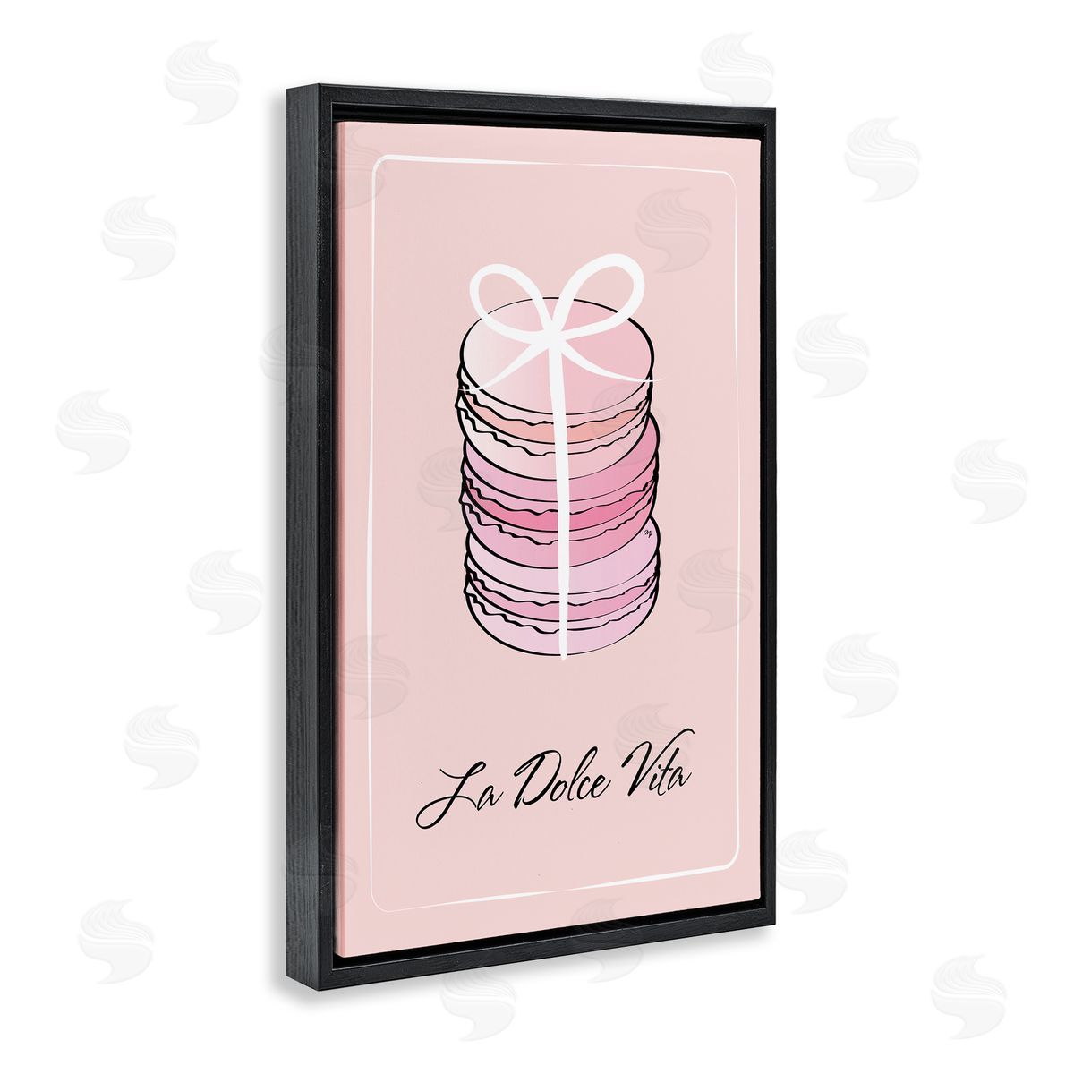 Life Is Beautiful French Dessert Black Floating Frame Canvas Wall Art, Home Decor by Martina Pavlova