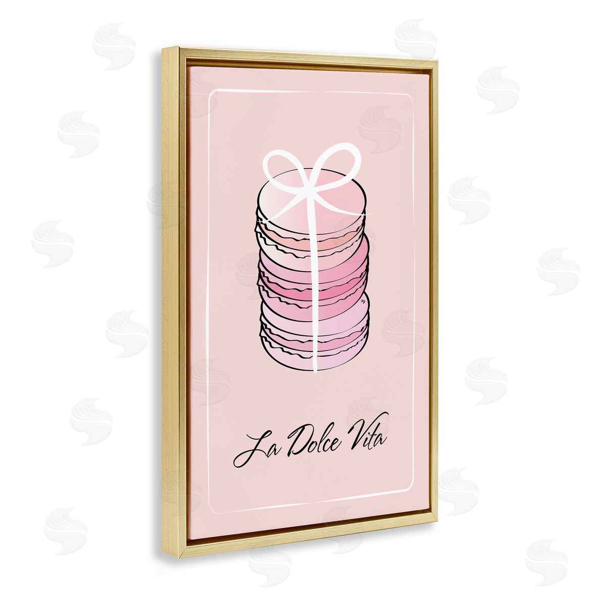 Life Is Beautiful French Dessert Gold Floating Frame Canvas Wall Art, Home Decor by Martina Pavlova
