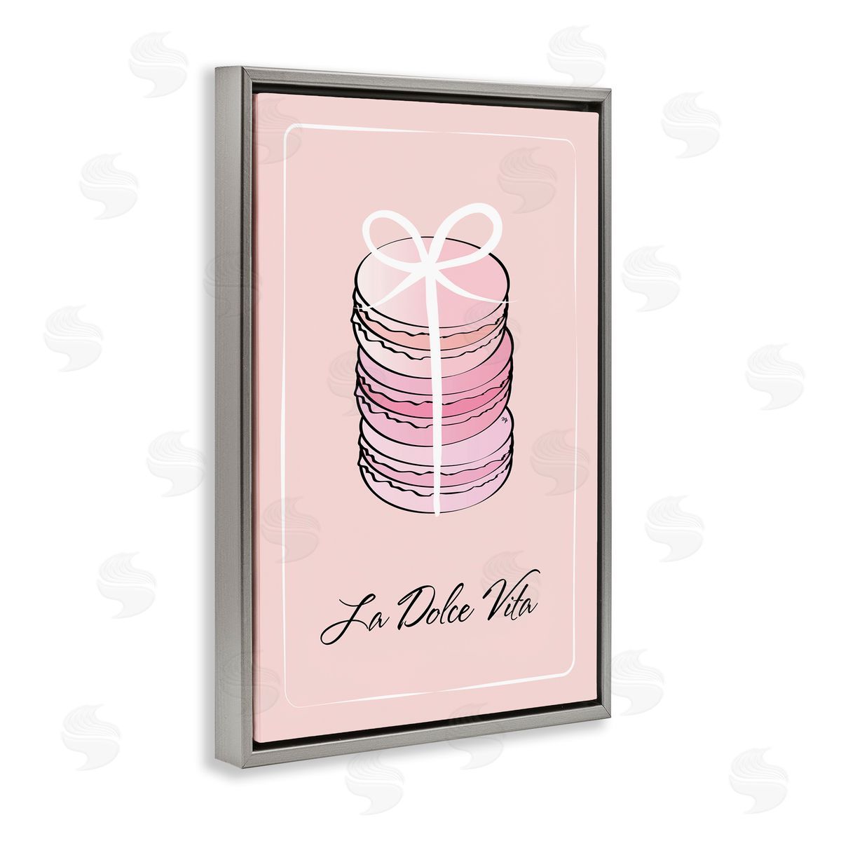 Life Is Beautiful French Dessert Grey Floating Frame Canvas Wall Art, Home Decor by Martina Pavlova