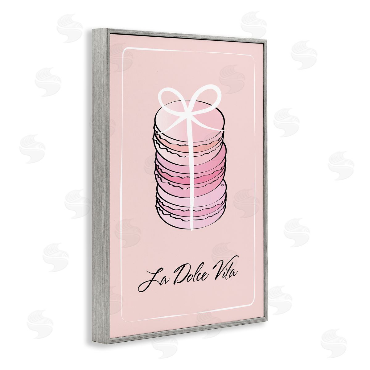 Life Is Beautiful French Dessert Grey Frame Print Wall Art, Home Decor by Martina Pavlova