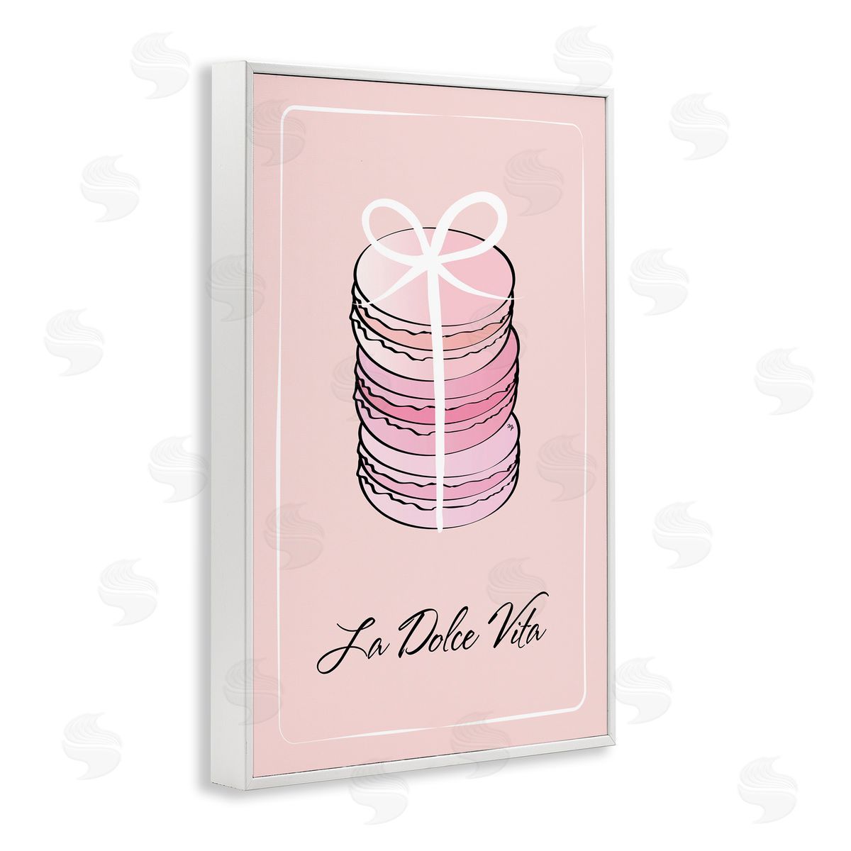 Life Is Beautiful French Dessert White Frame Print Wall Art, Home Decor by Martina Pavlova