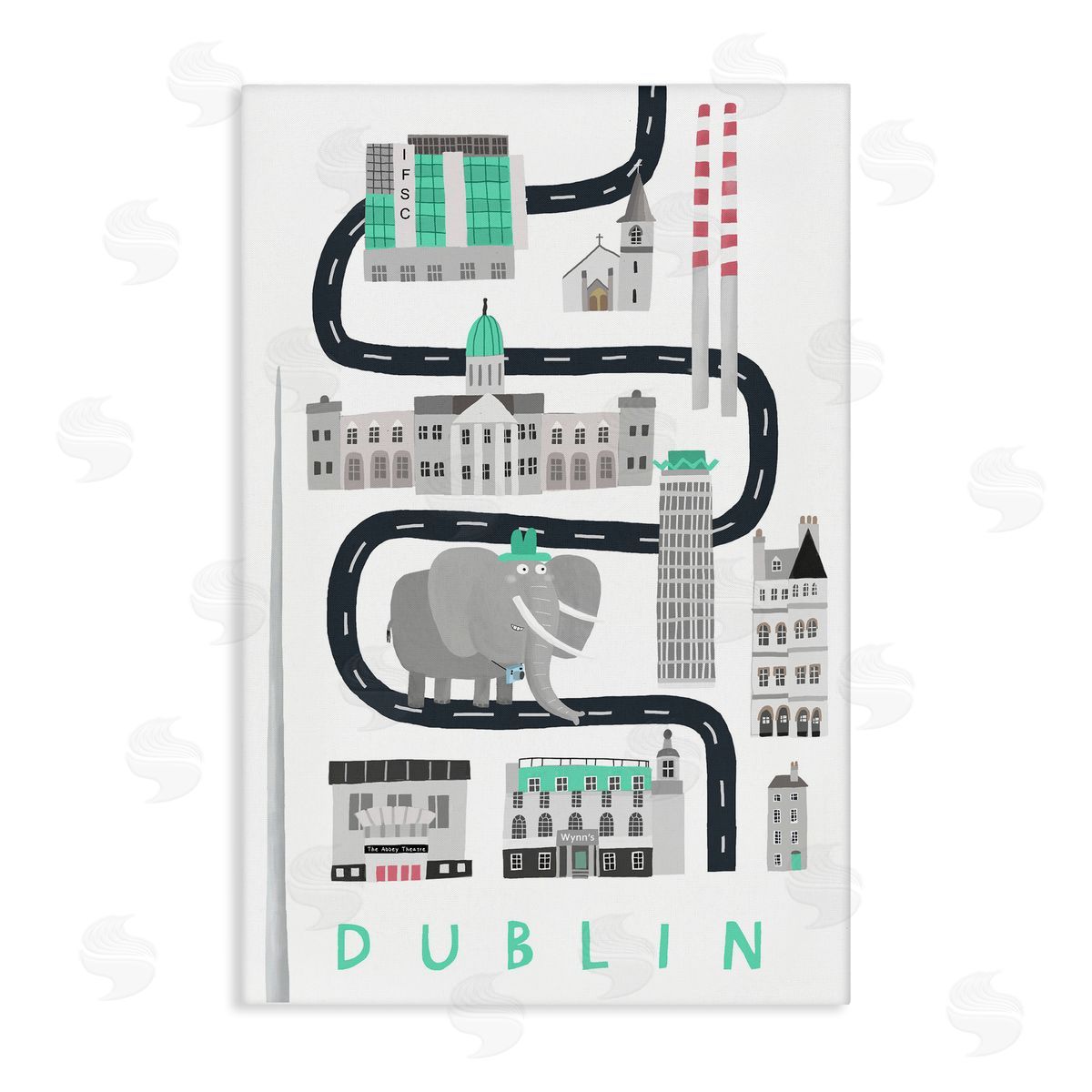 Dublin Whimsical Travel City Canvas Wall Art, Home Decor by Carla Daly