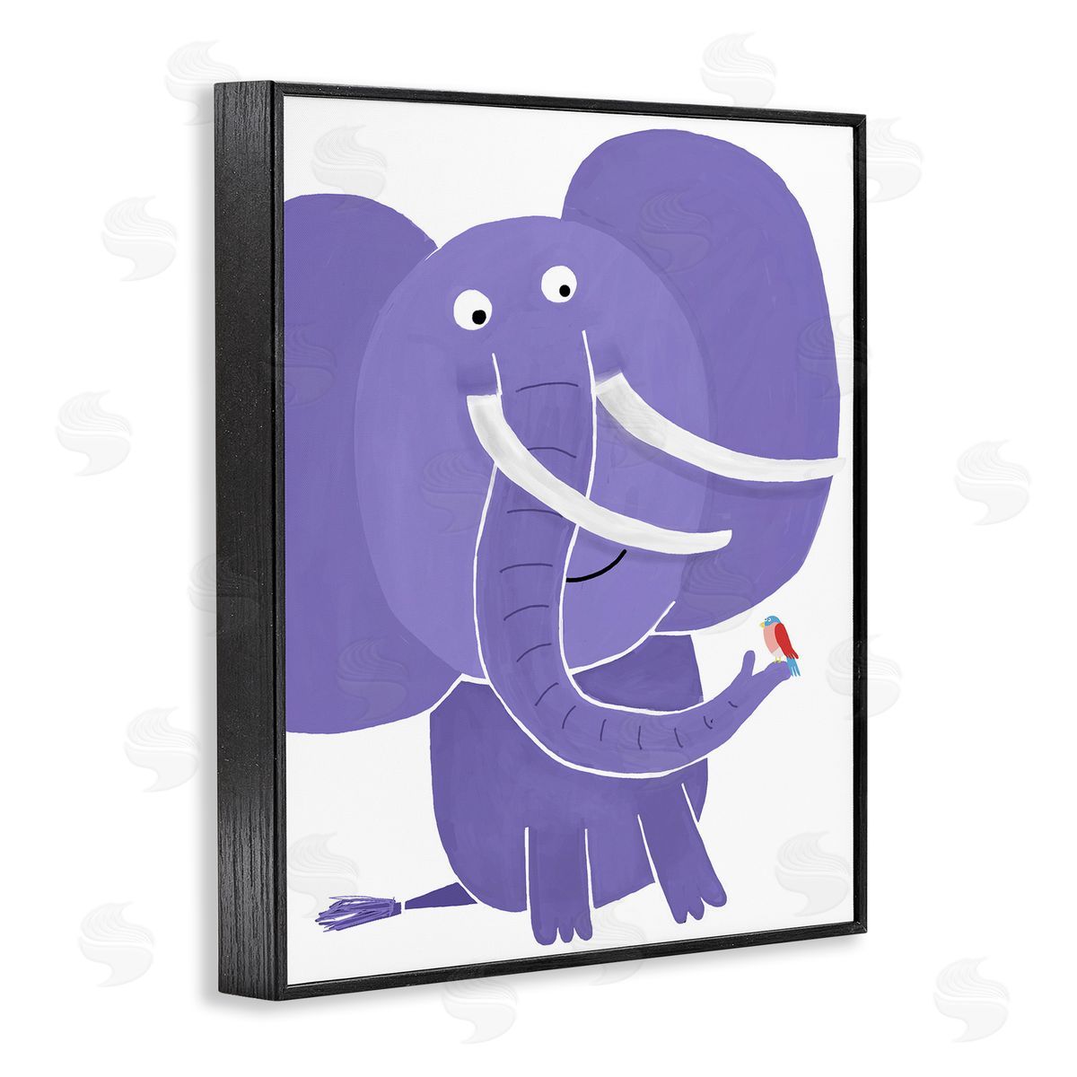 Elephant & Bird Friends Black Frame Print Wall Art, Home Decor by Carla Daly