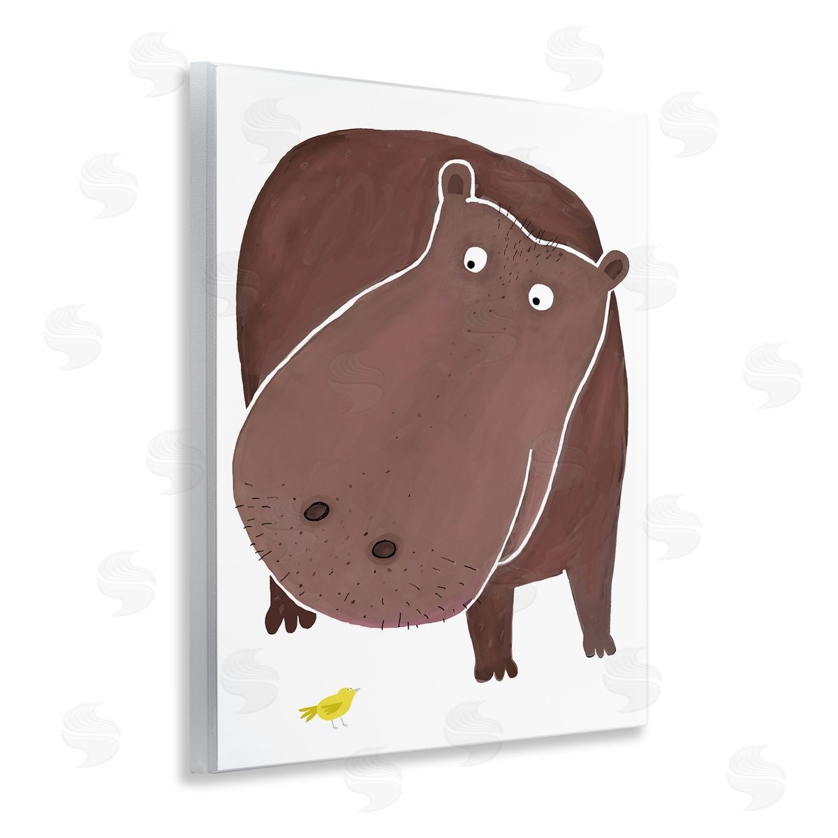Hippo and Bird Friends Wood Plaque Wall Art, Home Decor by Carla Daly