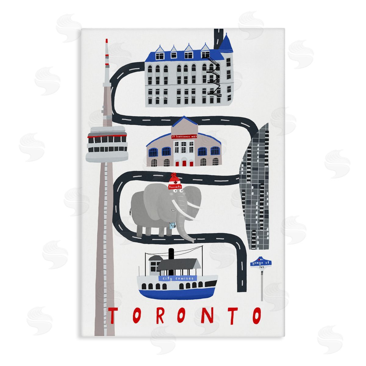 Toronto Whimsical Travel City Canvas Wall Art, Home Decor by Carla Daly