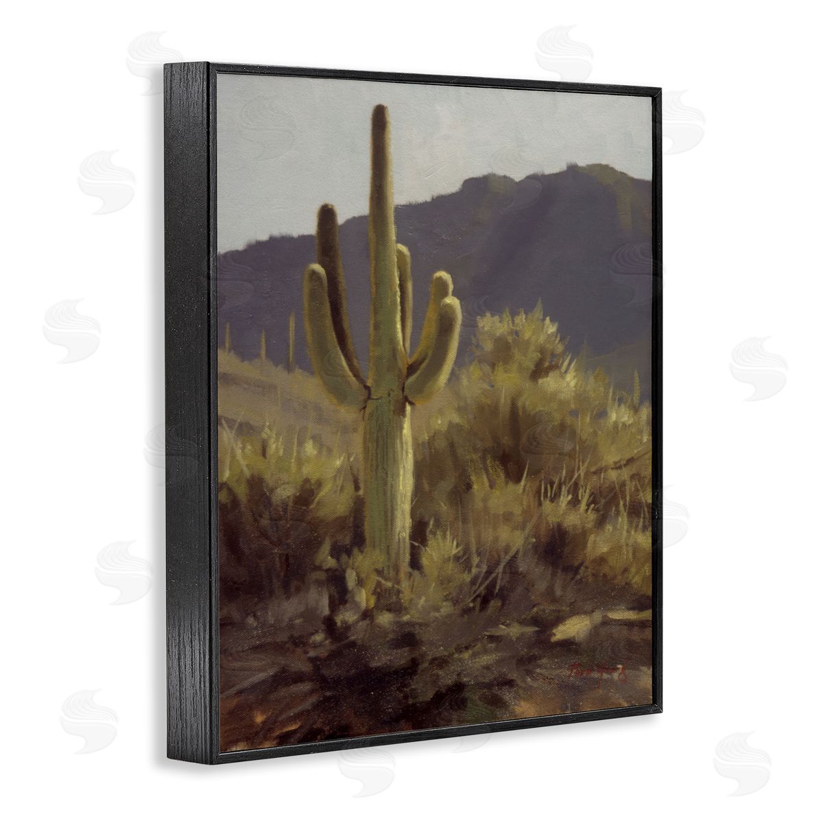 Bold Cactus Mountain Overlook Black Frame Print Wall Art, Home Decor by Paco Young