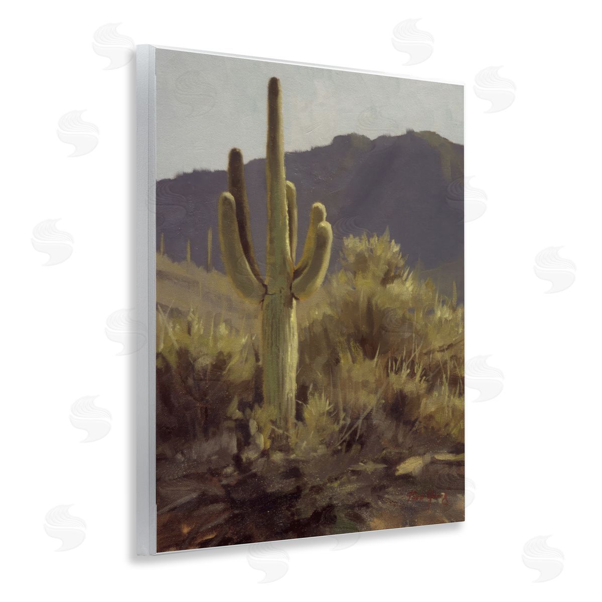 Bold Cactus Mountain Overlook Wood Plaque Wall Art, Home Decor by Paco Young