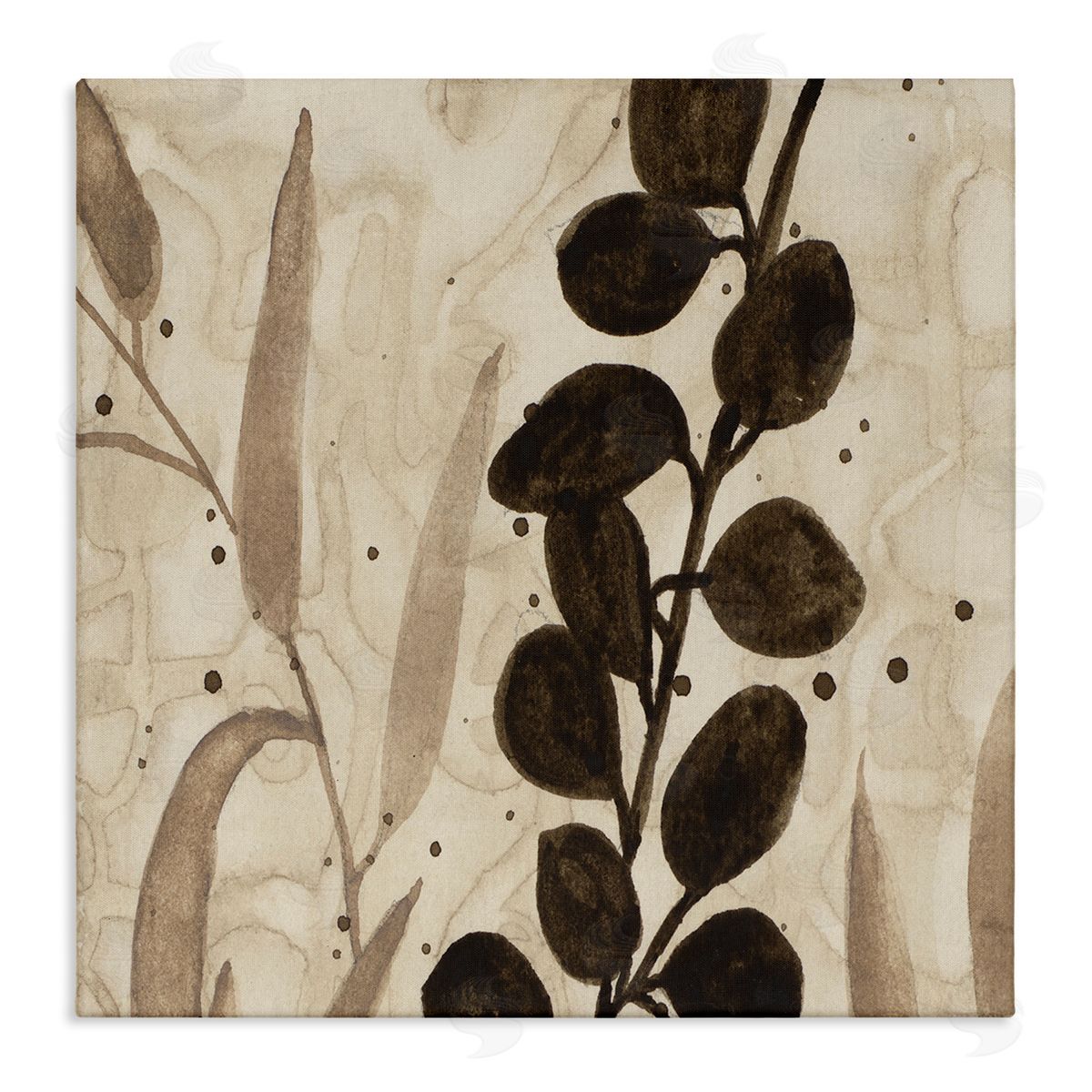 Asymmetrical Natural Leaves Canvas Wall Art, Home Decor by Krinlox