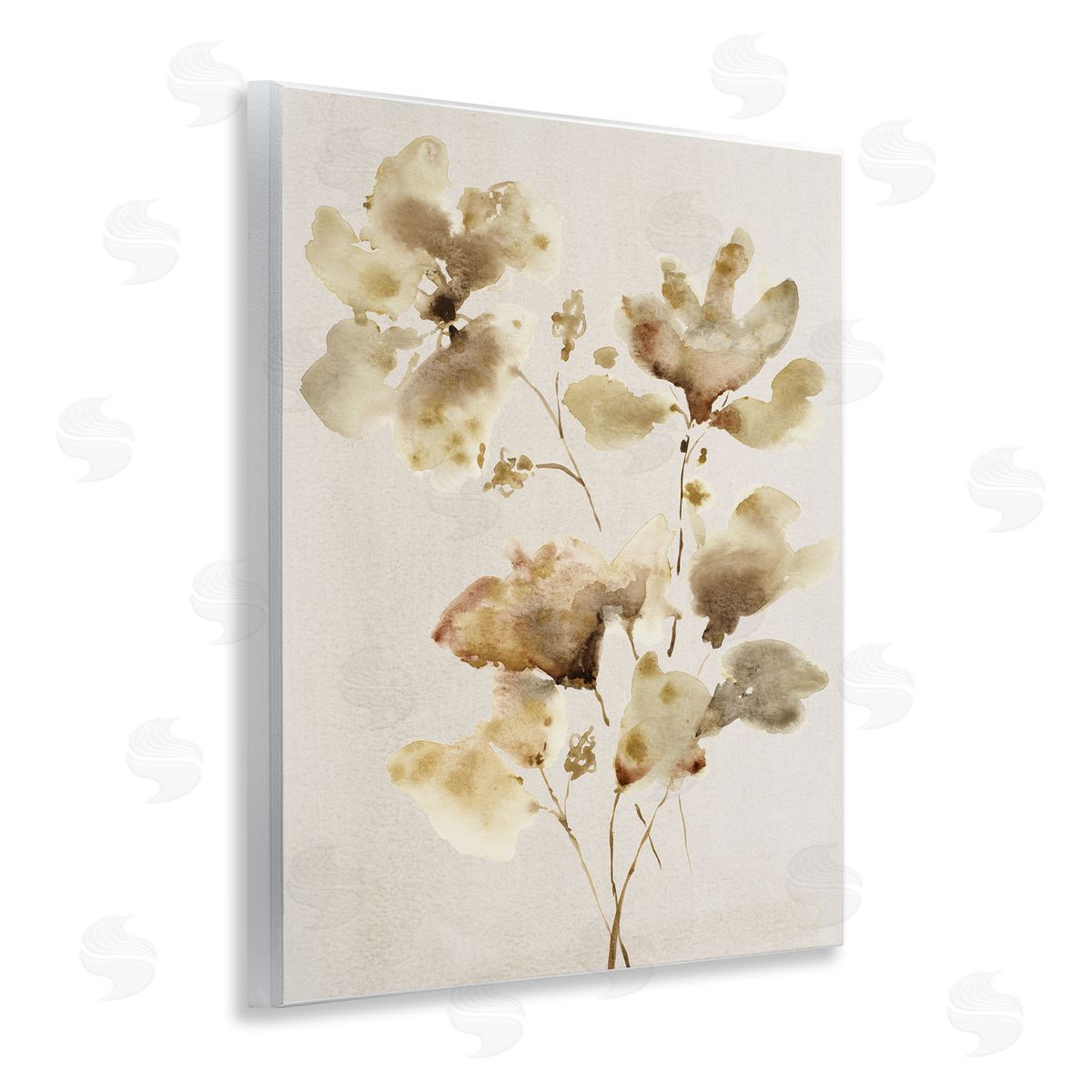 Neutral Dappled Flower Blossoms Wood Plaque Wall Art, Home Decor by Krinlox