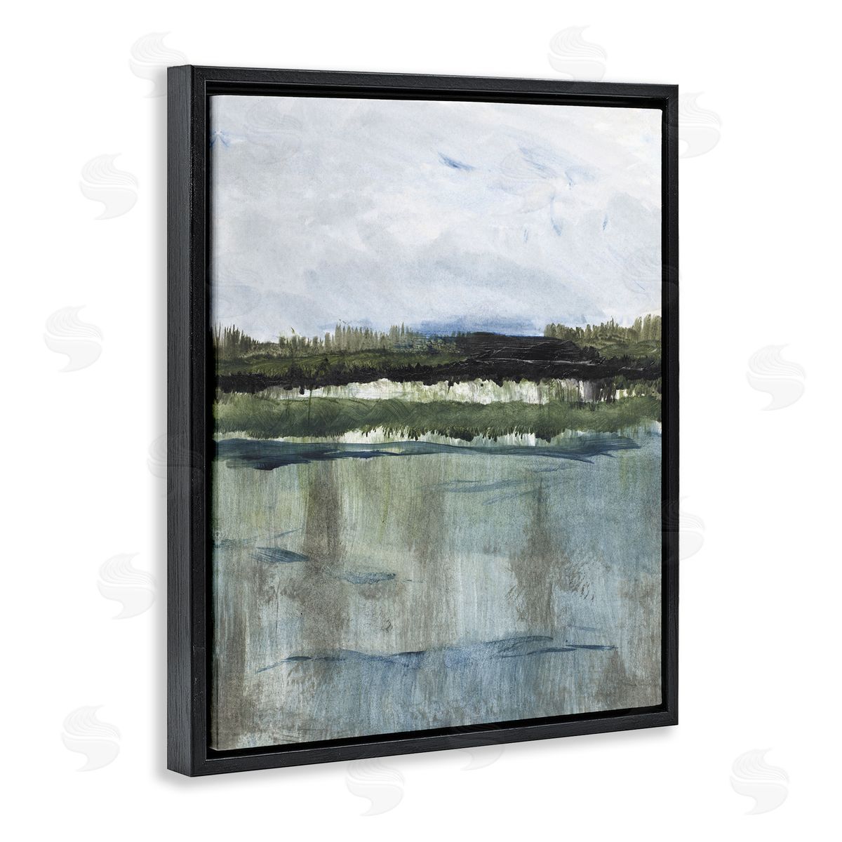 Northwest Lakeside View Black Floating Frame Canvas Wall Art, Home Decor by Lanie Loreth