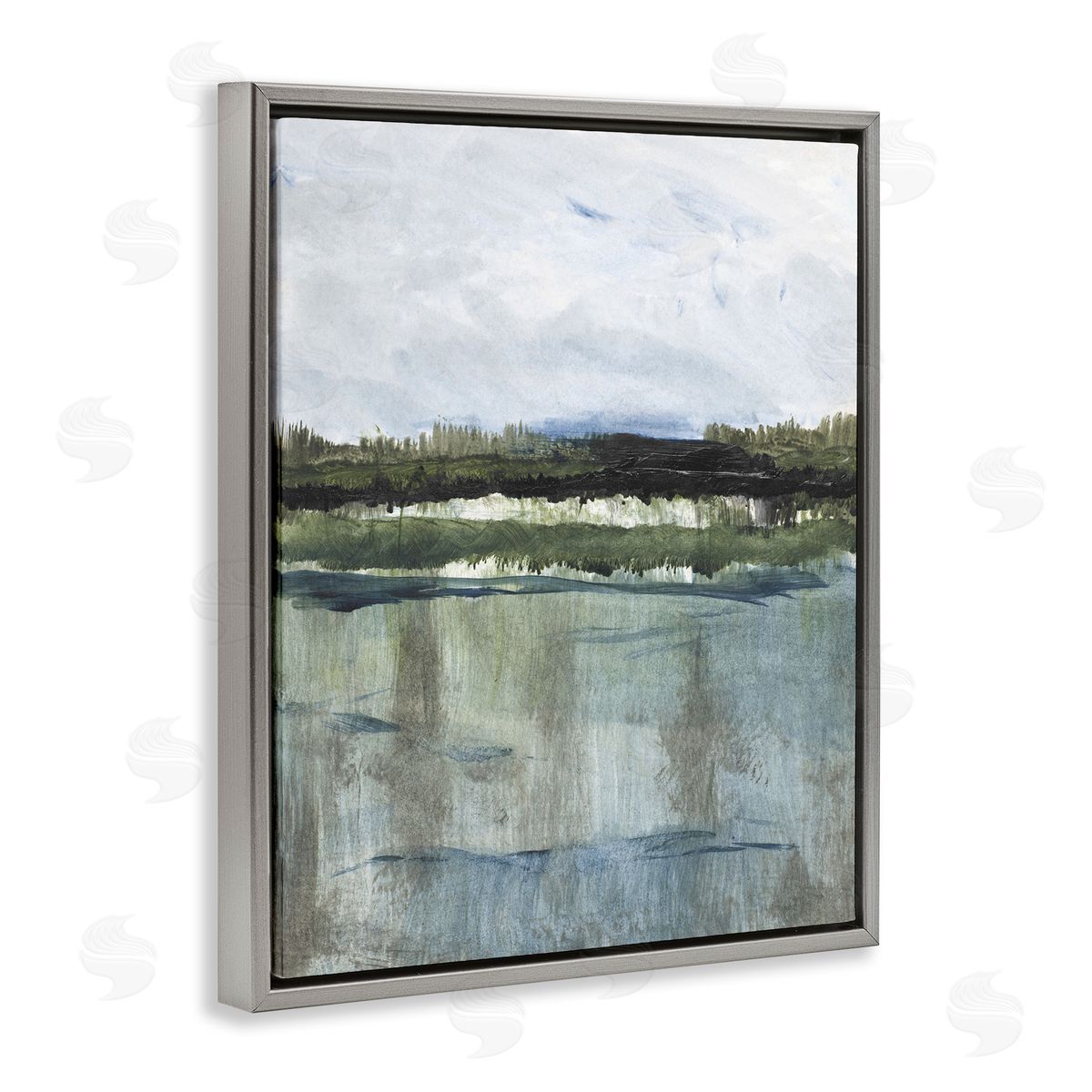 Northwest Lakeside View Grey Floating Frame Canvas Wall Art, Home Decor by Lanie Loreth