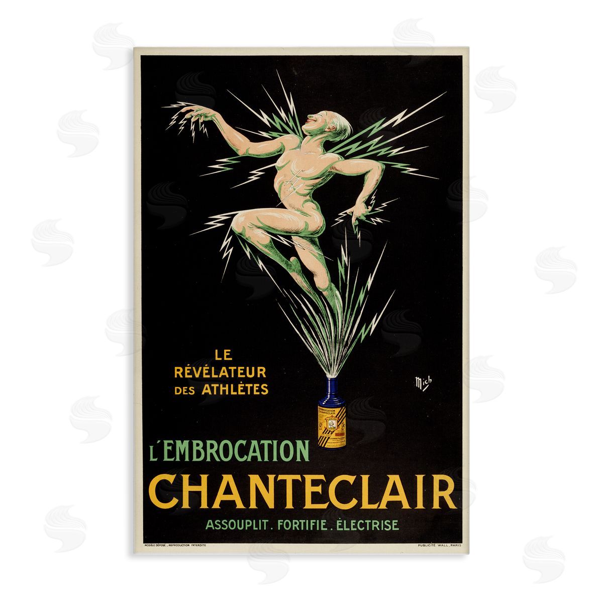 Vintage Chanteclair Wine Canvas Wall Art, Home Decor by Marcus Jules