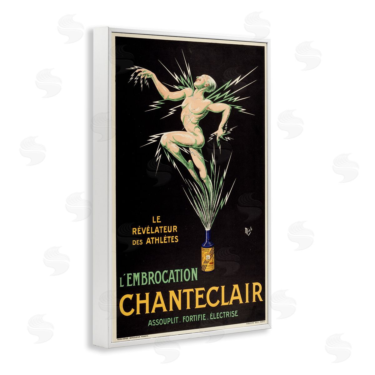 Vintage Chanteclair Wine White Frame Print Wall Art, Home Decor by Marcus Jules