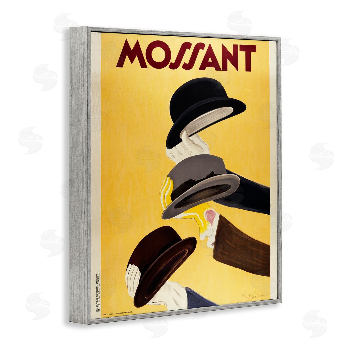 Vintage Top Hat Advertisement Grey Frame Print Wall Art, Home Decor by Marcus Jules