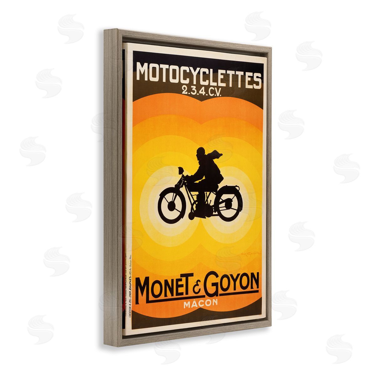 Vintage Motorcycle Advertisement Brown Floating Frame Canvas Wall Art, Home Decor by Marcus Jules