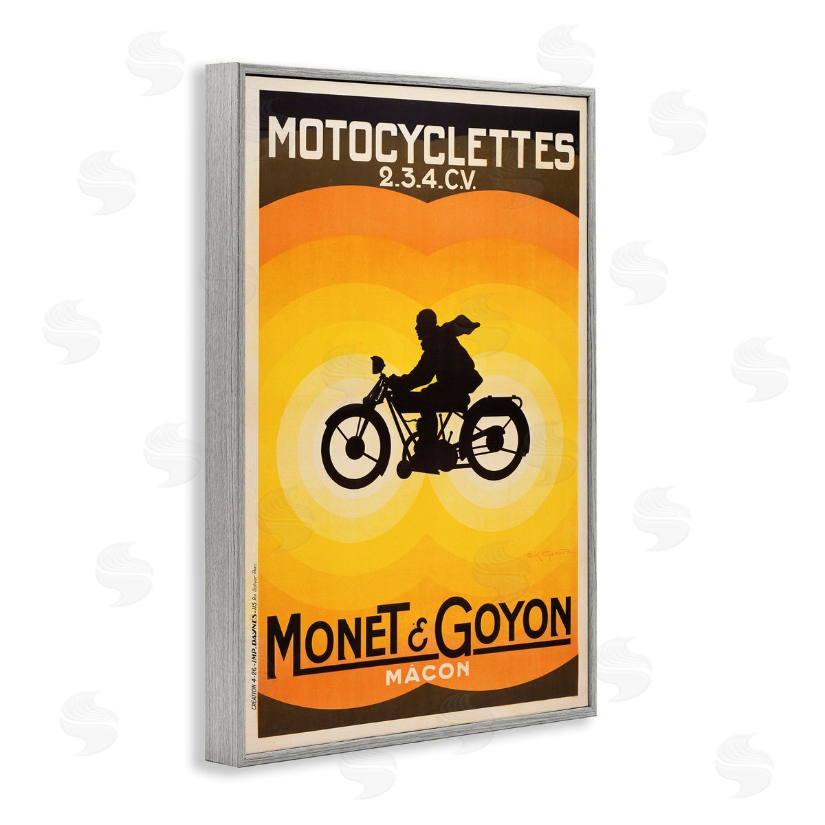 Vintage Motorcycle Advertisement Grey Frame Print Wall Art, Home Decor by Marcus Jules