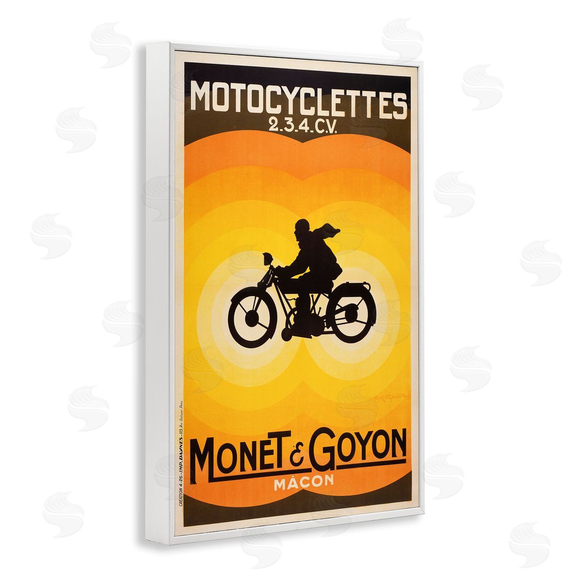 Vintage Motorcycle Advertisement White Frame Print Wall Art, Home Decor by Marcus Jules