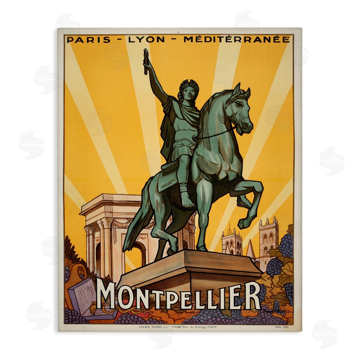 Montpellier Vintage Advertisement Canvas Wall Art, Home Decor by Marcus Jules