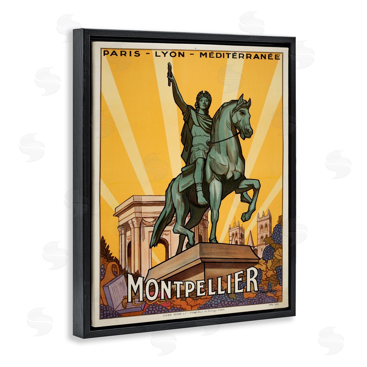 Montpellier Vintage Advertisement Black Floating Frame Canvas Wall Art, Home Decor by Marcus Jules