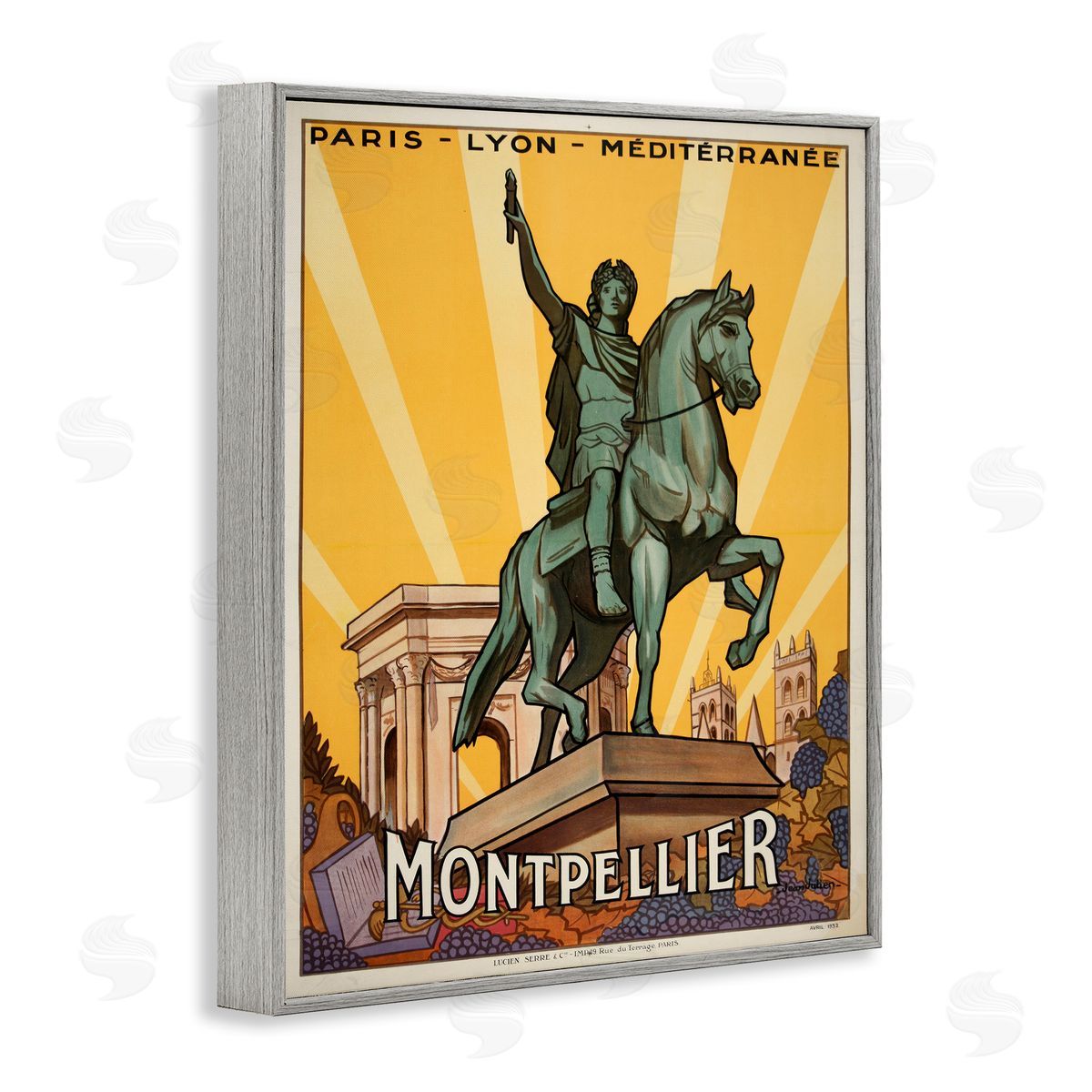 Montpellier Vintage Advertisement Grey Frame Print Wall Art, Home Decor by Marcus Jules