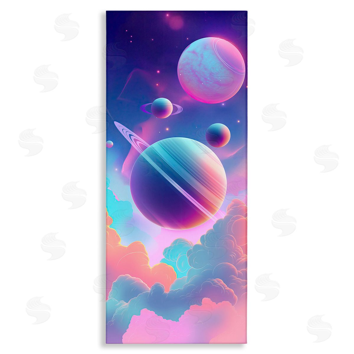 Pastel Clouds with Planets Canvas Wall Art, Home Decor by Wumples
