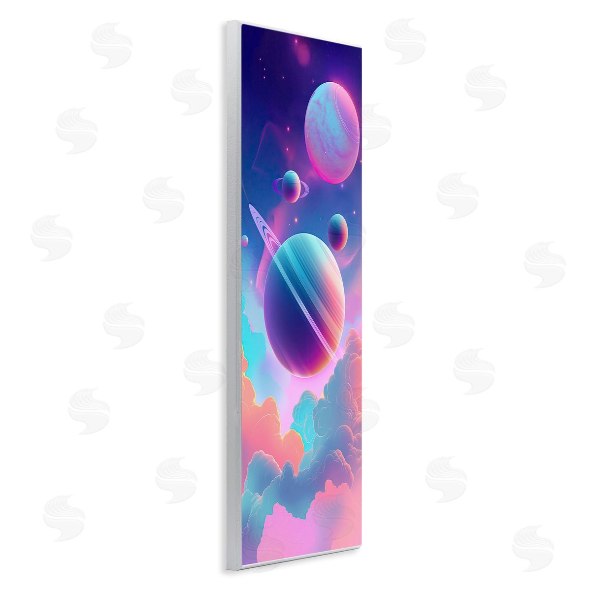 Pastel Clouds with Planets Wood Plaque Wall Art, Home Decor by Wumples