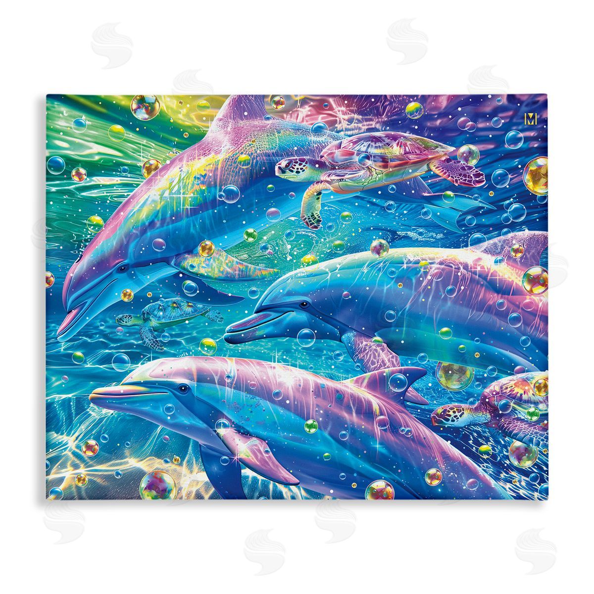 Chromatic Dolphins Trio Canvas Wall Art, Home Decor by Michael Ward