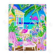 Jess Stempel | Vivid Flamingos on Tropical Beach
