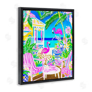 Jess Stempel | Vivid Flamingos on Tropical Beach