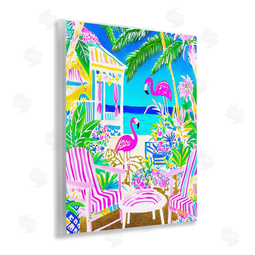 Jess Stempel | Vivid Flamingos on Tropical Beach