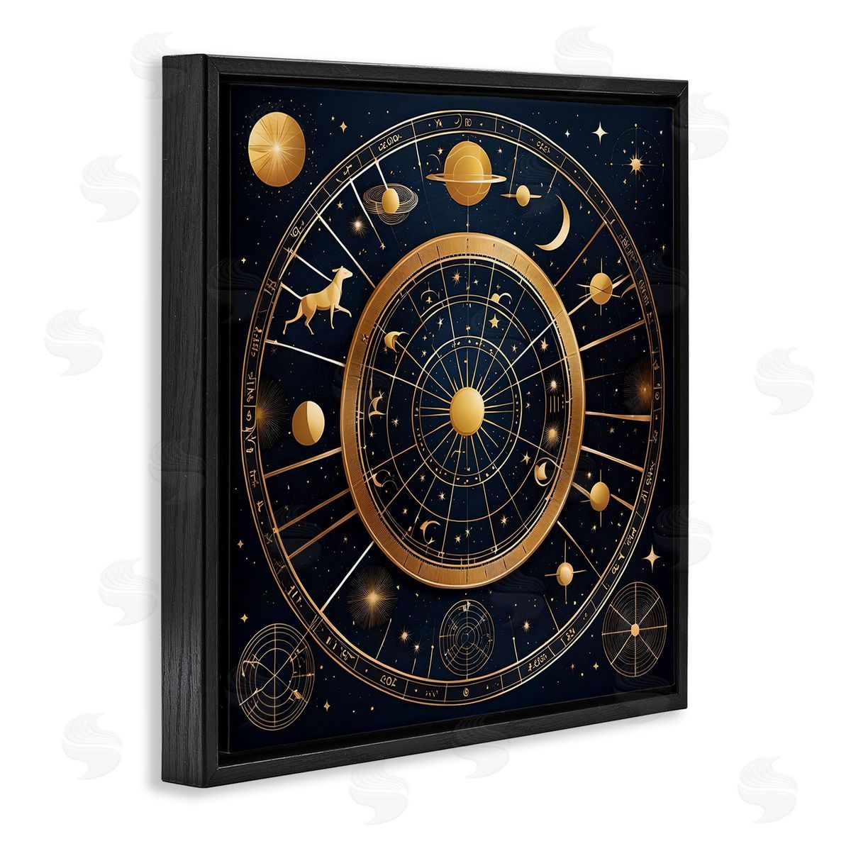 Astrology Zodiac Birth Chart Black Floating Frame Canvas Wall Art, Home Decor by Tabz Jones