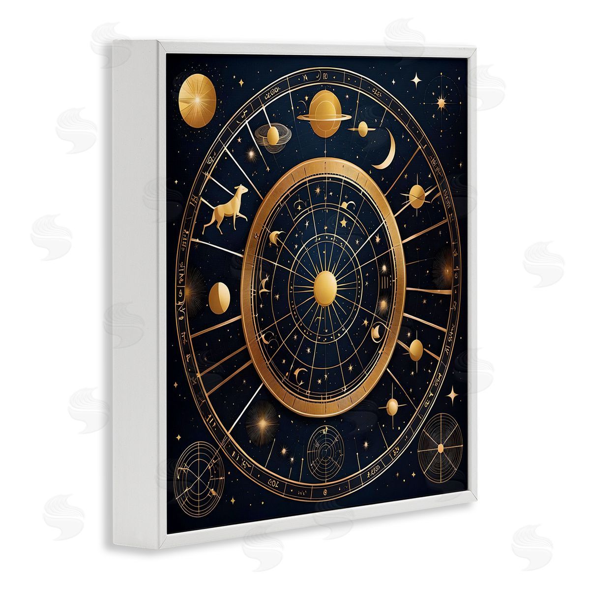 Astrology Zodiac Birth Chart White Frame Print Wall Art, Home Decor by Tabz Jones