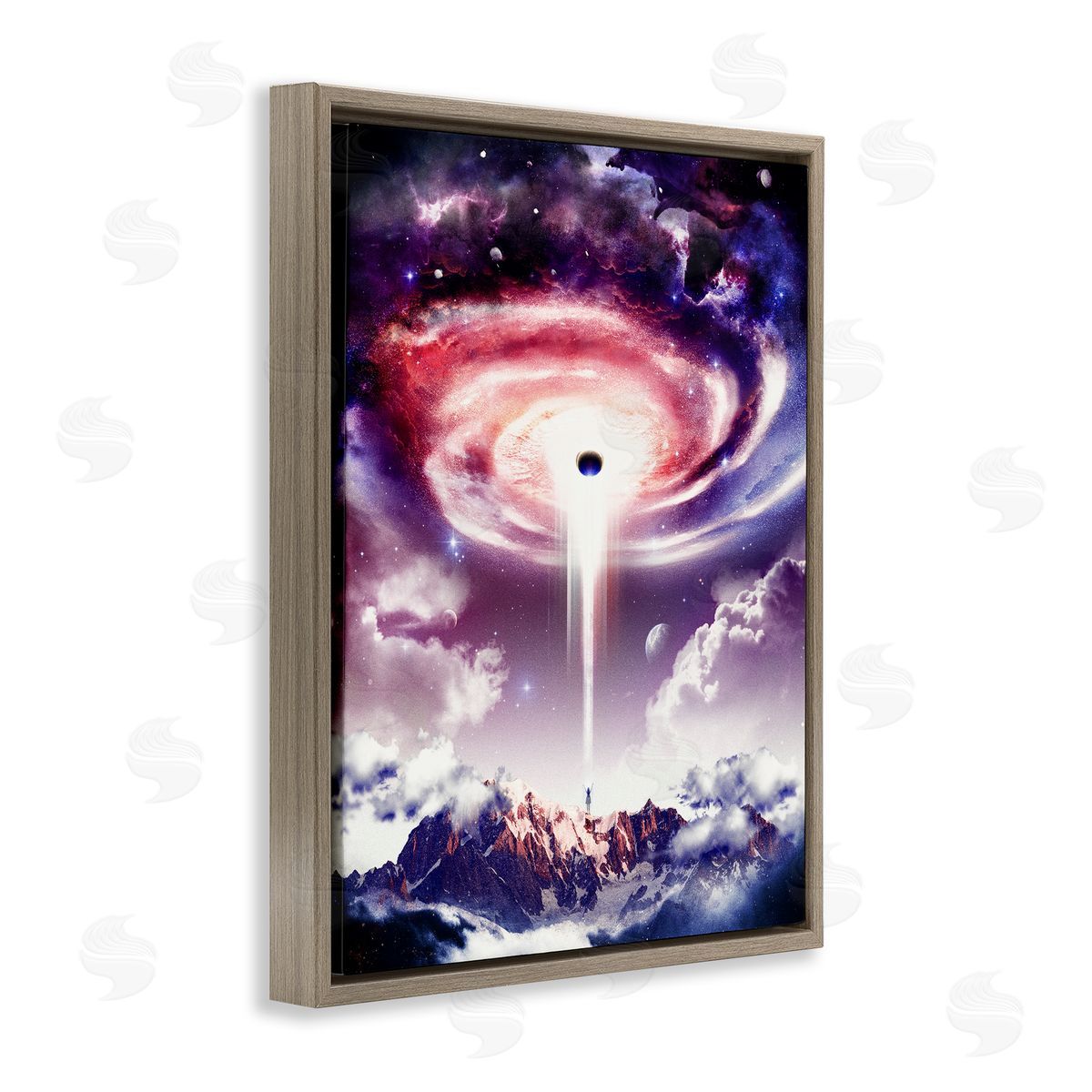Surreal Space Nebula Rays Brown Floating Frame Canvas Wall Art, Home Decor by Barrett Biggers