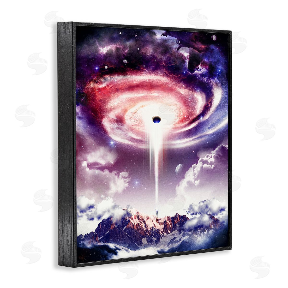 Surreal Space Nebula Rays Black Frame Print Wall Art, Home Decor by Barrett Biggers
