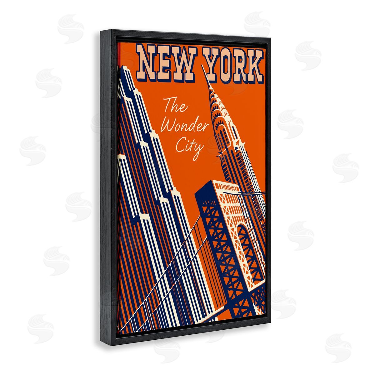 New York The Wonder City Black Floating Frame Canvas Wall Art, Home Decor by Marcus Jules