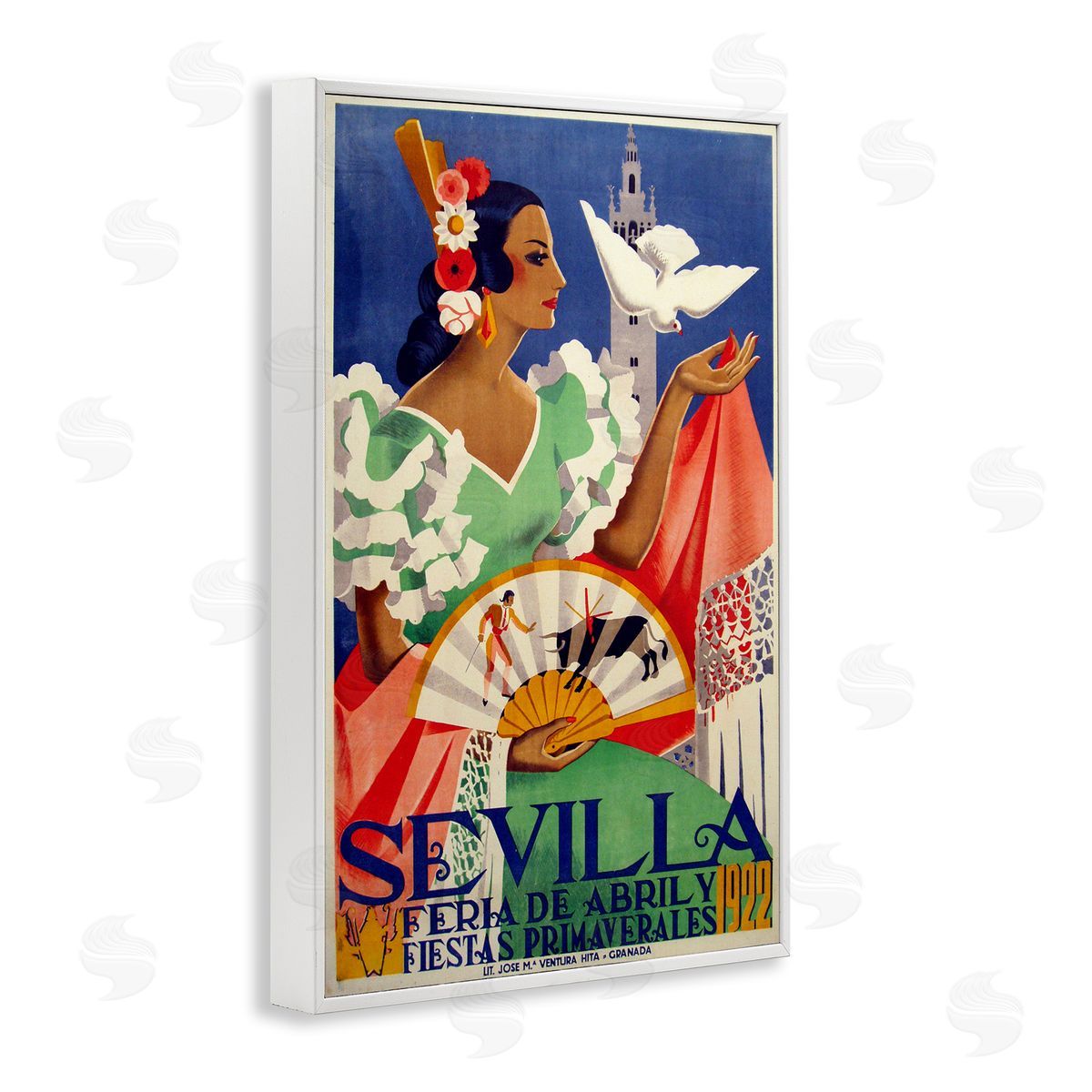 Seville Vintage Culture White Frame Print Wall Art, Home Decor by Marcus Jules