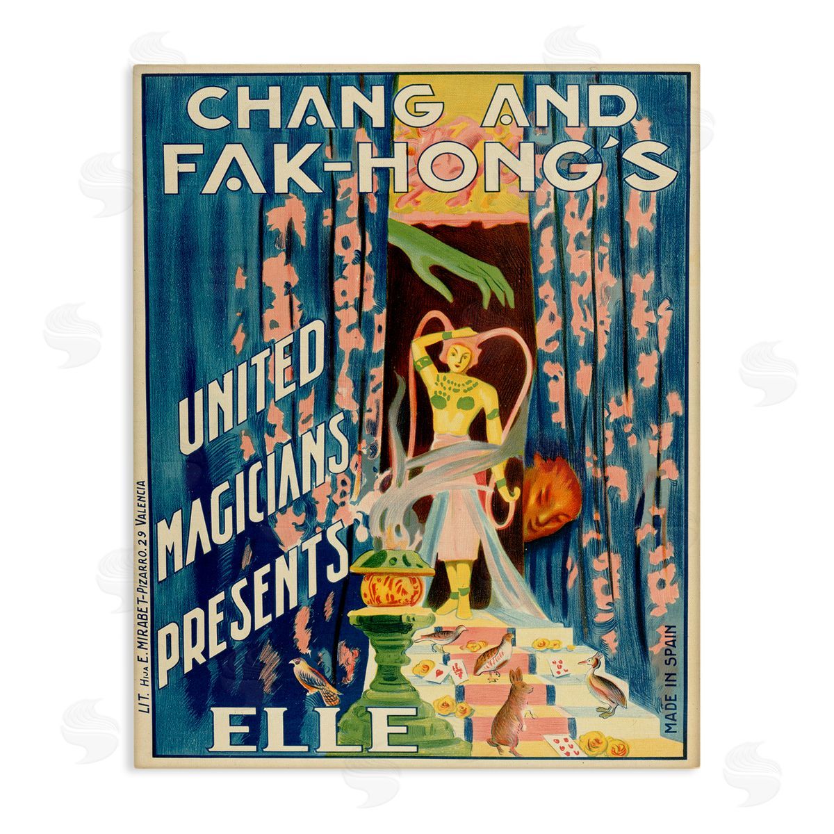 Vintage Magician Show Advertisement Canvas Wall Art, Home Decor by Marcus Jules