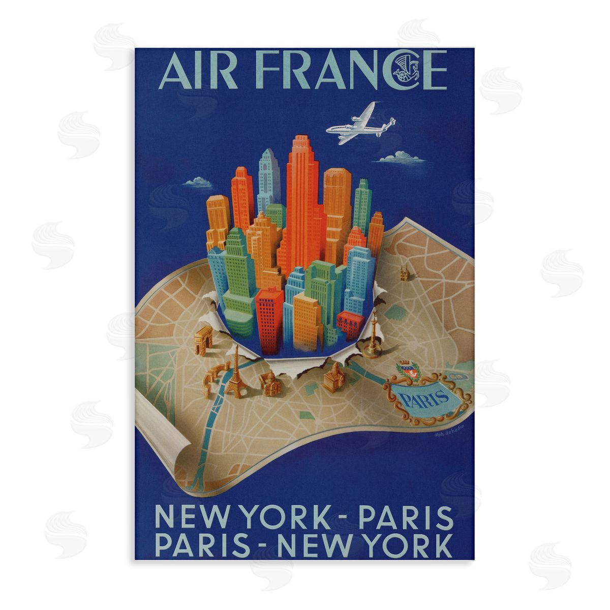 Air France Vintage Travel Canvas Wall Art, Home Decor by Marcus Jules