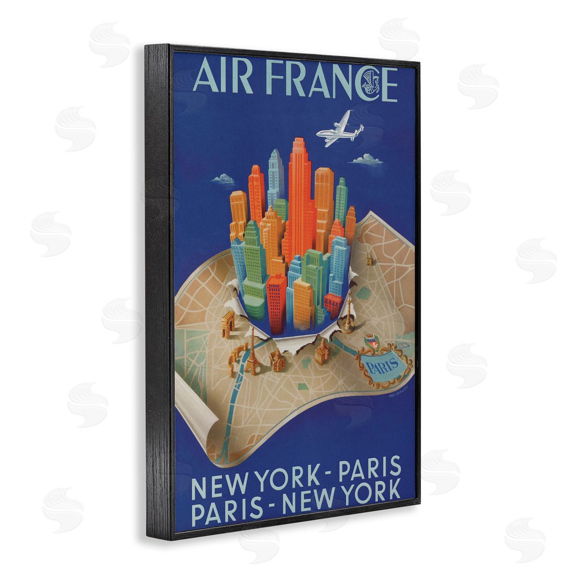 Air France Vintage Travel Black Frame Print Wall Art, Home Decor by Marcus Jules
