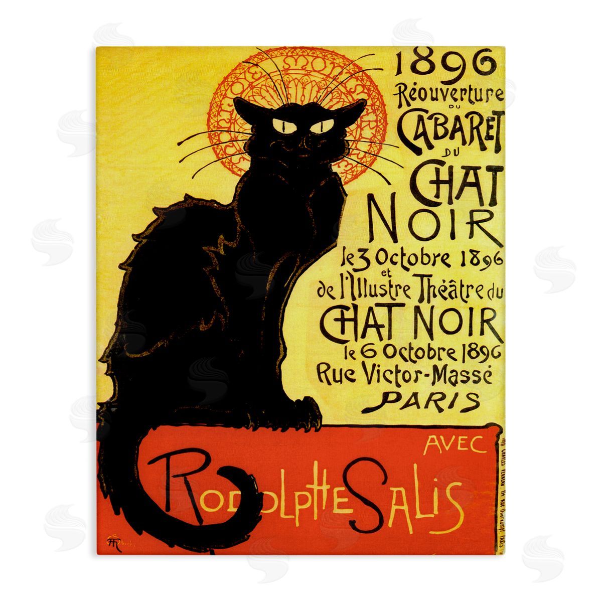 Vintage Halloween Black Cat Canvas Wall Art, Home Decor by Marcus Jules