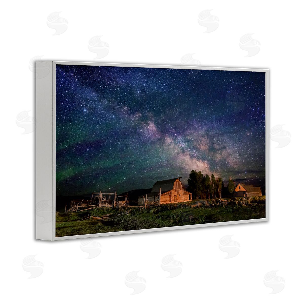 Nebula Sky over Farm Scene White Frame Print Wall Art, Home Decor by Royce Bair